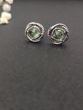David Yurman Green Diamond Stud Earrings